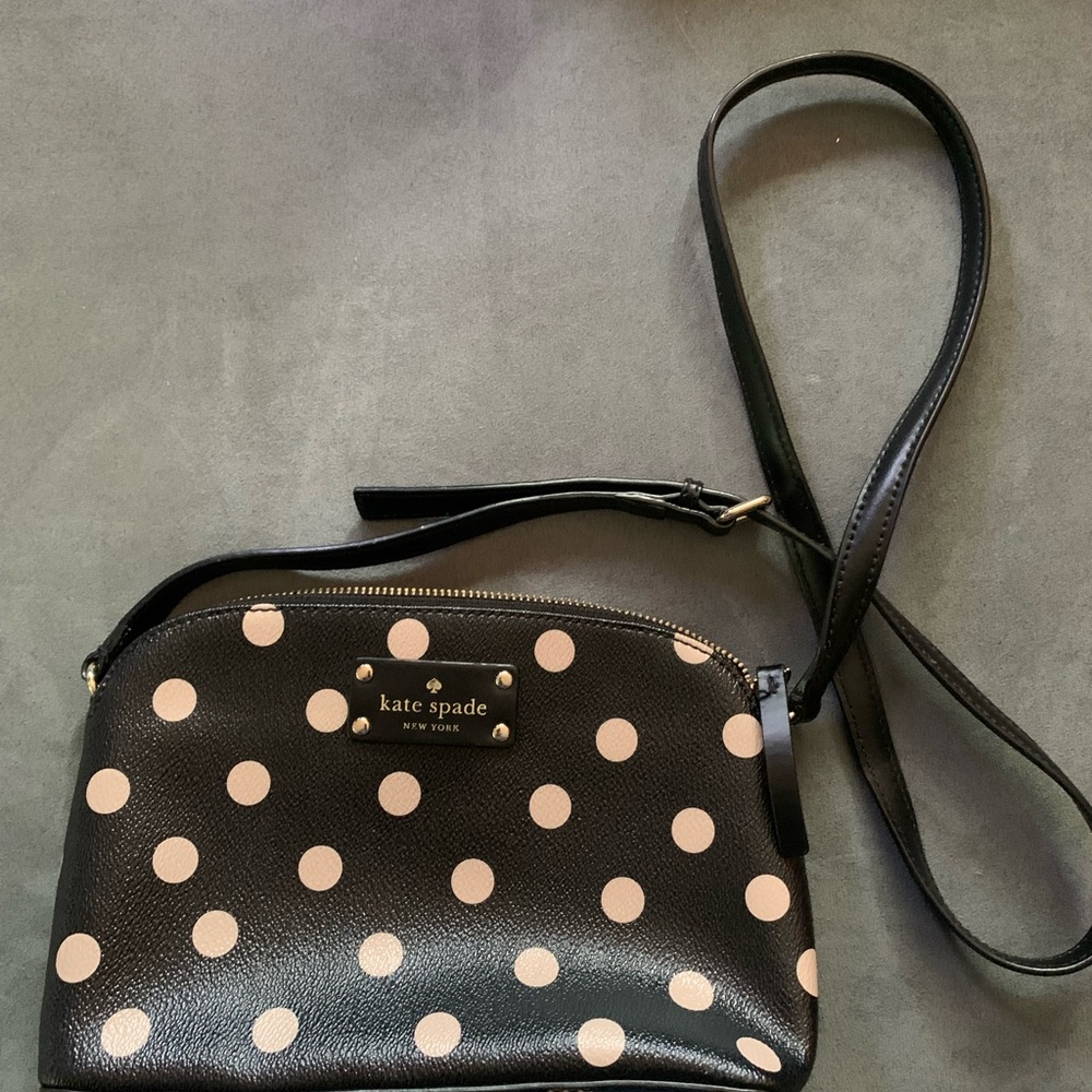 Kate spade khaki polka dot cross body bag.